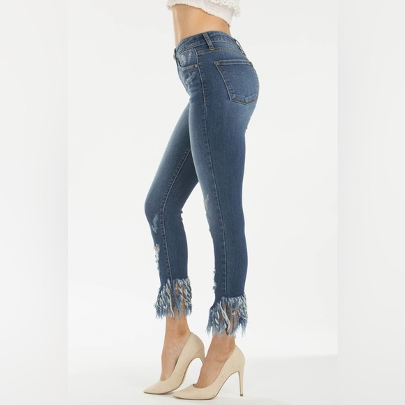KanCan Denim - KanCan Ankle Length Distressed High Rise Skinny Jeans With Raw Frayed Hem Sz 13